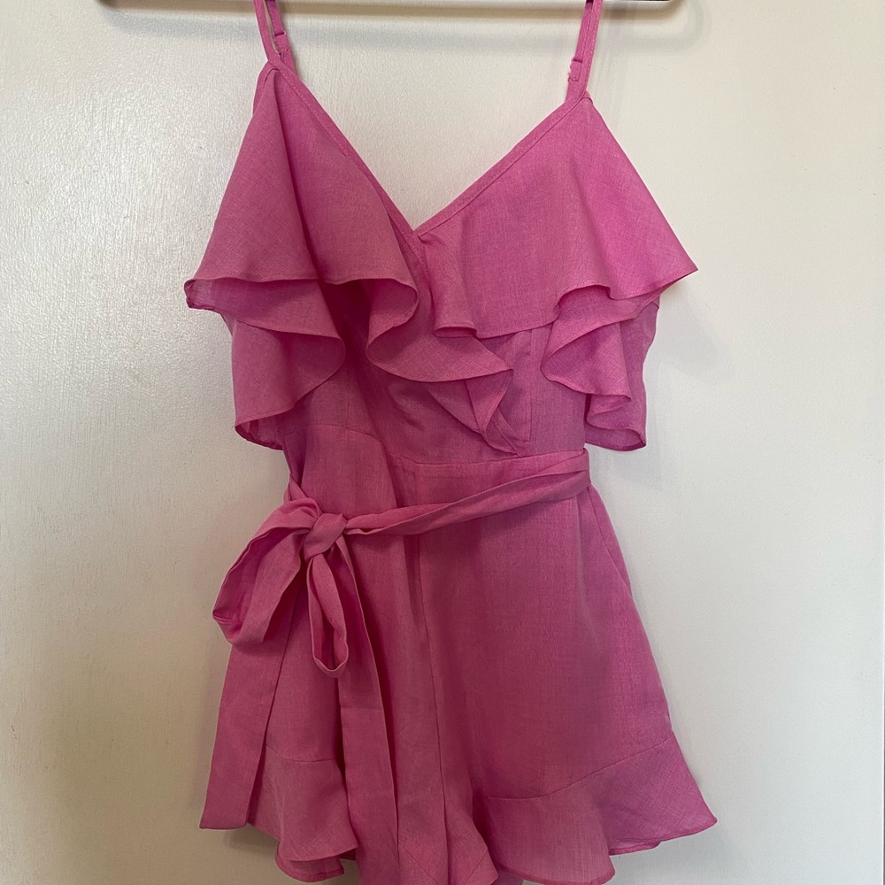 Blue Blush Pink Ruffle Romper